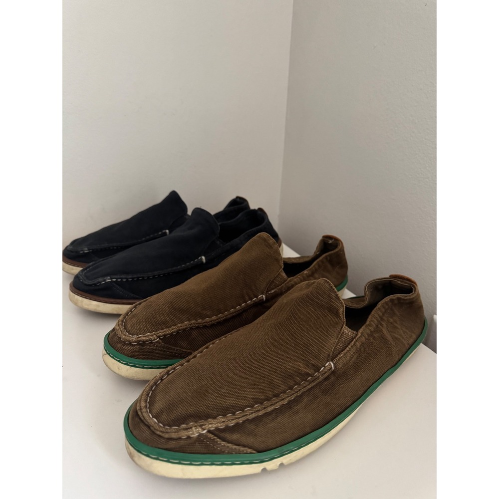 2 Timberland Earthkeepers Mens Canvas Slip On Loafers Brown & Navy 5741R Size 12